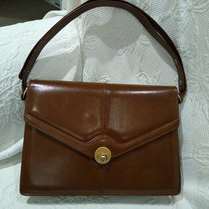 Vintage structured brown leather handbag